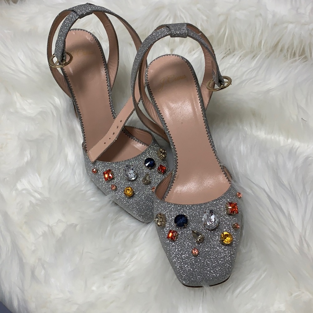 J. Crew Glitter Studded Heels
